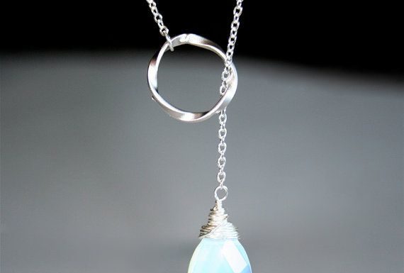 Luxury Jewelry 2017/2018 : Opalite Moonstone Necklace Lariat necklace with silver circle (smilesophie on Et…