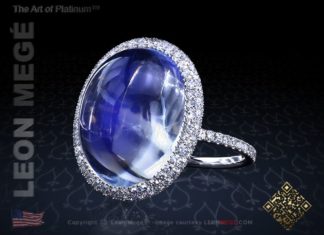 Luxury Jewelry 2017/2018 : Rare African blue moonstone micro pave ring with sapphires and diamonds by Leon …