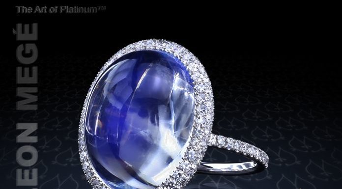 Luxury Jewelry 2017/2018 : Rare African blue moonstone micro pave ring with sapphires and diamonds by Leon …