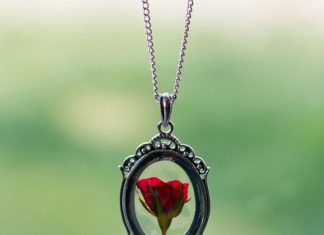 Luxury Jewelry 2017/2018 : Real Rose Necklace Pressed Flower Silver Necklace Real Rose Romantic Jewelry Lov…