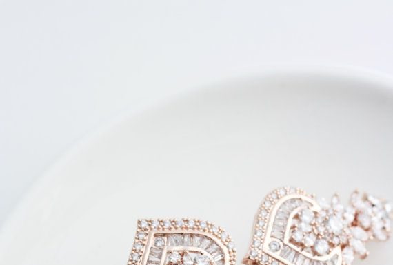 Luxury Jewelry 2017/2018 : Rose Gold Bridal Hair Comb Rose Gold Wedding Headpiece Crystal Hair Comb Rose Gold Wedding Hair Clip Art Deco Bridal Hair Accessories EVIE L