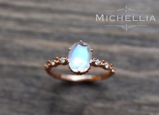 Luxury Jewelry 2017/2018 : Rose Gold Moonstone Engagement Ring with by MichelliaDesigns…
