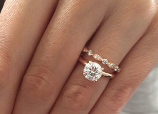 Luxury Jewelry 2017/2018 : Rose gold solitaire engagement ring with Art Deco wedding band ♥…