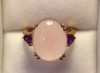 Luxury Jewelry 2017/2018 : Rose Quartz & Amethyst Gold Plated Sterling Silver Ring