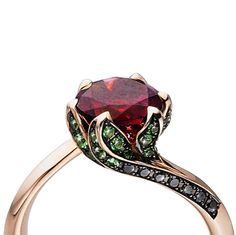 Luxury Jewelry 2017/2018 : Rubellite Lilly Pad Ring 18K Rose Gold