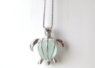Luxury Jewelry 2017/2018 : Sea Glass Turtle Pale Aqua Sterling Silver Honu by Wave of LIfe