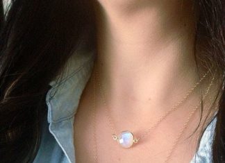 Luxury Jewelry 2017/2018 : SHOP SALE Floating Moonstone 14k Gold Filled Tiny Necklace Simple Dainty Necklac…