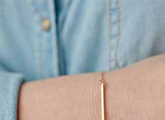 Luxury Jewelry 2017/2018 : Sideways gold bar bracelet, dainty bracelet, dash charm bracelet, layering bracelet