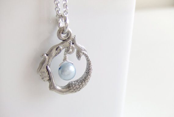 Luxury Jewelry 2017/2018 : Silver Mermaid Jewelry Necklace Blue by twinpearlsjewelry on Etsy, $14.00…