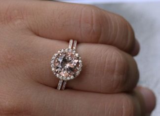 Luxury Jewelry 2017/2018 : Superbe bague de mariage bague de fiançailles Morganite situé dans 14k or Rose…
