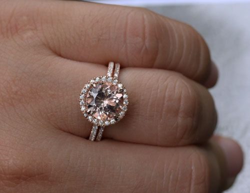 Luxury Jewelry 2017/2018 : Superbe bague de mariage bague de fiançailles Morganite situé dans 14k or Rose…