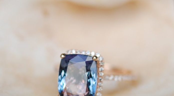 Luxury Jewelry 2017/2018 : Tanzanite Ring. Rose Gold Engagement Ring Lavender Mint Tanzanite emerald cut halo engagement ring 14k rose gold.