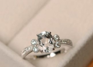 Luxury Jewelry 2017/2018 : This ring features a 6*8mm oval cut white topaz and sterling silver finished wit…