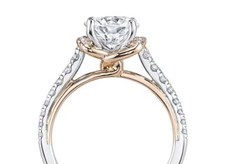 Luxury Jewelry 2017/2018 : Tie A Little Knot 14K Two-Tone Diamond Engagement Ring Setting 1/4 Cttw