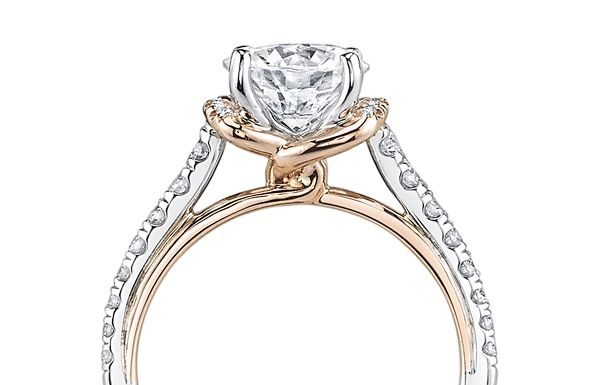 Luxury Jewelry 2017/2018 : Tie A Little Knot 14K Two-Tone Diamond Engagement Ring Setting 1/4 Cttw