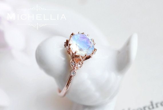 Luxury Jewelry 2017/2018 : Vintage Moonstone Floral Engagement Ring in by MichelliaDesigns…
