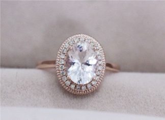 Luxury Jewelry 2017/2018 : VS 7x9mm Oval Morganite Ring 0.13ct Diamond by AbbyandWills