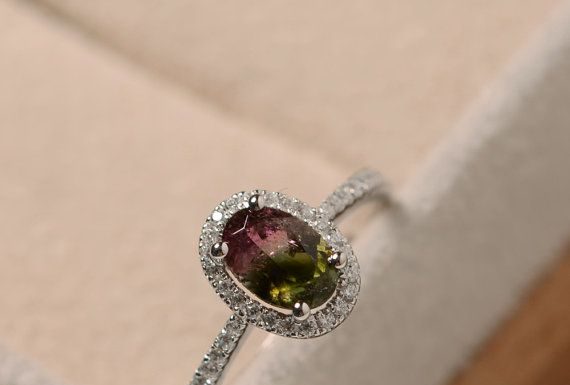 Luxury Jewelry 2017/2018 : Watermelon tourmaline ring sterling silver oval cut by LuoJewelry…