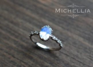 Luxury Jewelry 2017/2018 : White Gold Moonstone Engagement Ring with by MichelliaDesigns…
