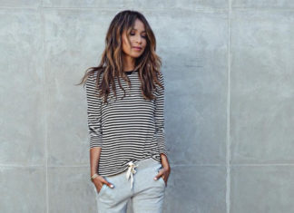 Street Style : For a comfortable lounge outfit, wear joggers with a striped…