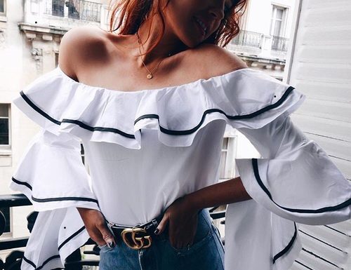 Street Style : streetstyleplatform:
White Ruffle Blouse
