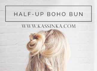 Trendy Hair Style : Half-up Boho Braided Bun Hair Tutorial (Kassinka)