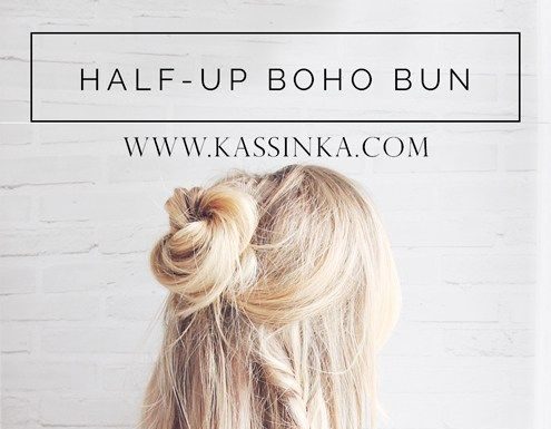 Trendy Hair Style : Half-up Boho Braided Bun Hair Tutorial (Kassinka)