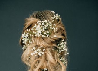 Trendy Hair Style : Romantic Tousled Bridal Braid Adorned With Baby’s Breath – Mon Cheri Bridals