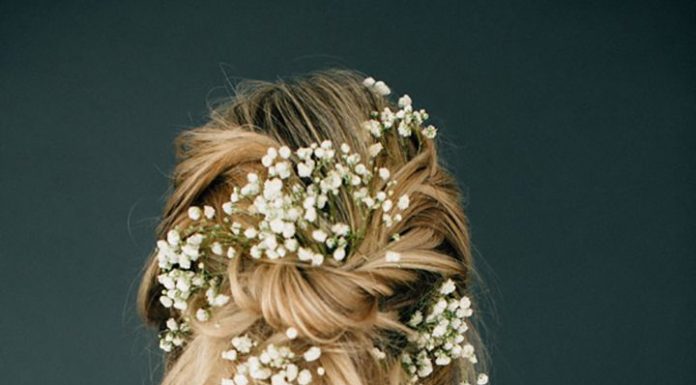 Trendy Hair Style : Romantic Tousled Bridal Braid Adorned With Baby’s Breath – Mon Cheri Bridals