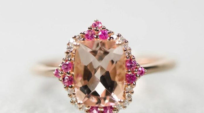 Luxury Jewelry 2017/2018 : 14k Rose Gold Genuine Morganite, Diamond and Pink Sapphire Ring – Sparkle & Jade
