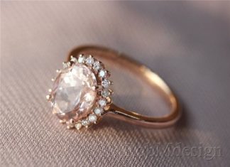 Luxury Jewelry 2017/2018 : Morganite Ring Pink 6*8mm Fancy Morganite and Full Cut Natural Diamonds 14k Rose…