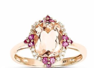 Luxury Jewelry 2017/2018 : 14k Rose Gold Genuine Morganite, Diamond and Pink Sapphire Ring – Sparkle & Jade