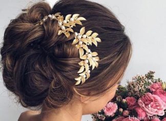 Wedding Hair With Flowers & jewels : Featured Hairstyle: Ulyana Aster www.ulyanaaster.com; Wedding hairstyle idea….
