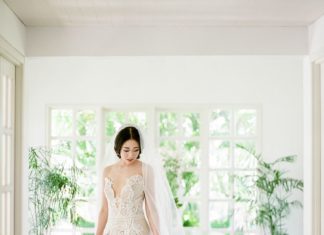 Beautiful Brand Wedding Dresses : Elegant embroidered plunging neckline wedding dress | Photography: Axioo…