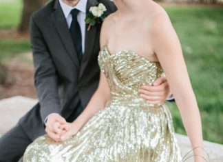 Beautiful Brand Wedding Dresses : Shimmer gold wedding dress: Photography: Megan Thiele Studios – meganthiele.com/…