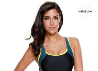 Best Swimwear 2017/2018 : Swimwear // Wear this black and navy racerback keyhole maillot swimsuit when you…