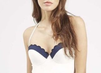 Bikinis Swimwear One pieces & Cover Ups : White Navy High Waist One Piece Swimsuit…