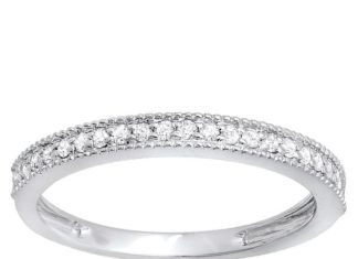 Diamond Rings : 10k White Gold 1/4ct TDW Round Diamond Anniversary Wedding Band Stackable Ring (…