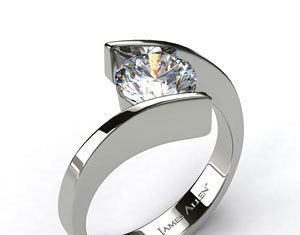 Diamond Rings : 18k White Gold Spiral Diamond Solitaire Engagement Ring…