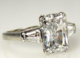 Diamond Rings : 3.09ct Estate RADIANT Cut Diamond Engagement Ring EGL USA in Platinum with Bague…