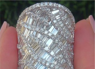 Diamond Rings : 5.96 ct VVS1/F Natural Diamond Solid 18k White Gold Knuckle Cocktail Ring…