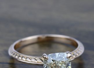 Diamond Rings : An absolutely stunning Antique Knife-Edge Cushion Diamond Engagement Ring!…