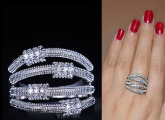 Diamond Rings : Cubic Zirconia Layered Ring, Wide Band Ring, Silver Wire Ring, Diamond Band Ring, Four Ring, Silver Stacking Rings, Multi Band Ring, AR0168B