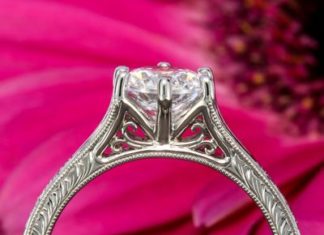 Diamond Rings : Engraved Filigree Engagement Ring. Green Lake Jewelry…