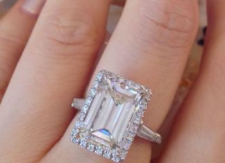 Diamond Rings : GIA 6 52 Ct Emerald Cut Diamond Ring in 18K White Gold Halo Setting $78k…