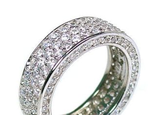 Diamond Rings : Jessi: 5.3ct 3 Row Russian Ice Simulated Diamond Eternity Band Ring