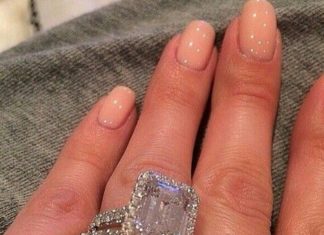 Diamond Rings : Look at the size if that rock! But cute nails too…