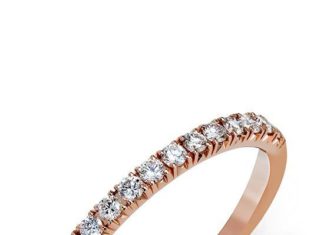 Diamond Rings : Rose Gold Wedding Band with Round White Diamonds | Simon G MR2132-BAND | trib.al…