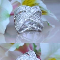 Diamond Rings : Stunning Crossover Diamond Ring | 4.73 ct. G VS1 | Whitegold 18k – schmucktraeume.com Like: www.facebook.com/… | Vintage Style Rings