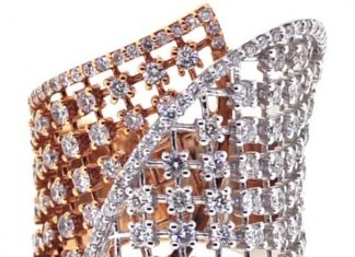 Diamond Rings : Womens Diamond Lattice Wrap Ring 18K Two Tone Ring 2.66 ct